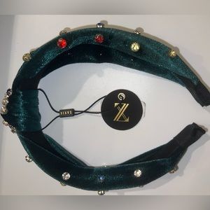 Zaxie green velvet type material with rhinestones - BNWT